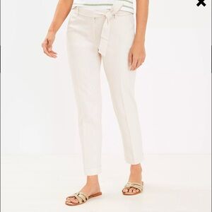 Loft Devin Tie Waist Slim Pants in Twill